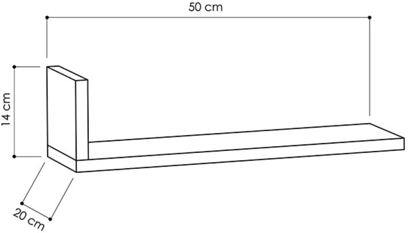 Ραφιέρα Τοίχου L-model Pakoworld Χρώμα Λευκό 50x20x14εκ
