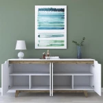 Μπουφές Rafaelo Pakoworld Λευκό-καρυδί 180x45x78,5εκ