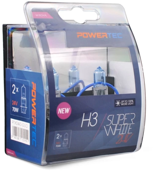 H3 24v 70w 3.450k Pk22s Powerteck Superwhite Blister 2τεμ. M-tech