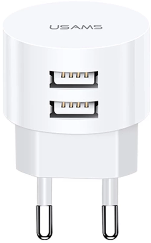 Usams Φορτιστής Τοίχου T20, 2x Usb, 2.1a, Λευκός