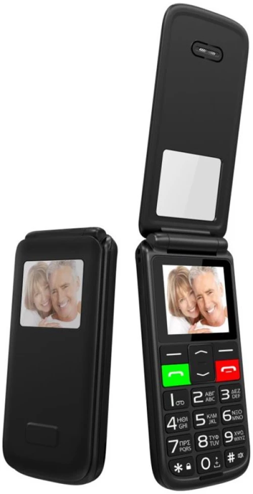 Powertech Κινητό Τηλέφωνο Sentry Flip Small, 1.77", Sos Call, Μαύρο