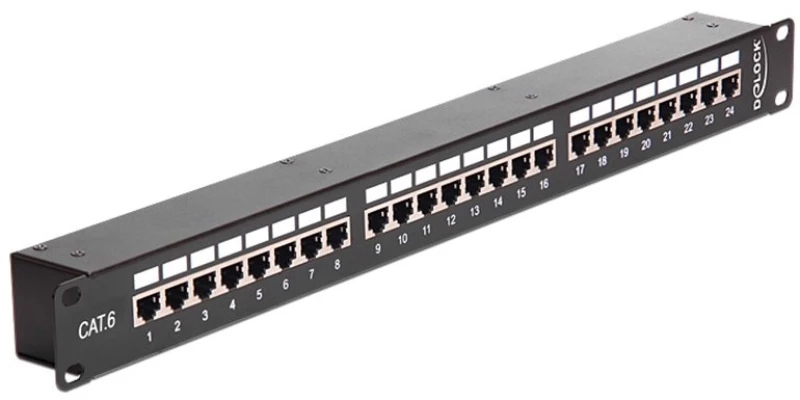 Delock Patch Panel Για Rack 43295, 19", 48x Rj45 Ports, Μαύρο