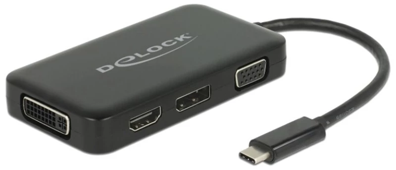 Delock Αντάπτορας Usb-c Σε Vga+hdmi+dvi+displayport 63929, 4k, Μαύρος