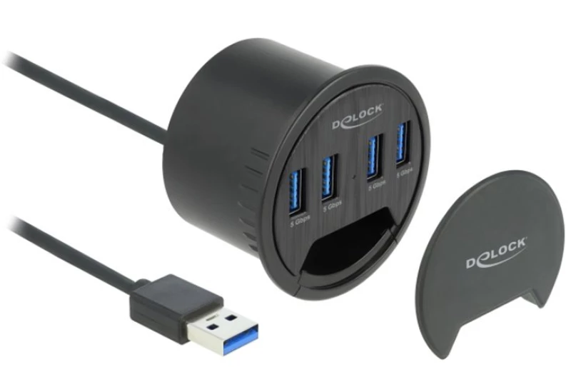 Delock Usb Hub 64153, 4x Usb 3.2 Gen 1, 5gbps, 60mm, Μαύρο