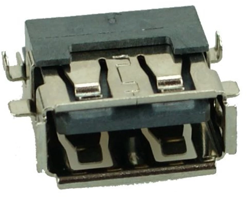 USB 2.0 Connector A TYPE, down MID Solder, Silver/Black