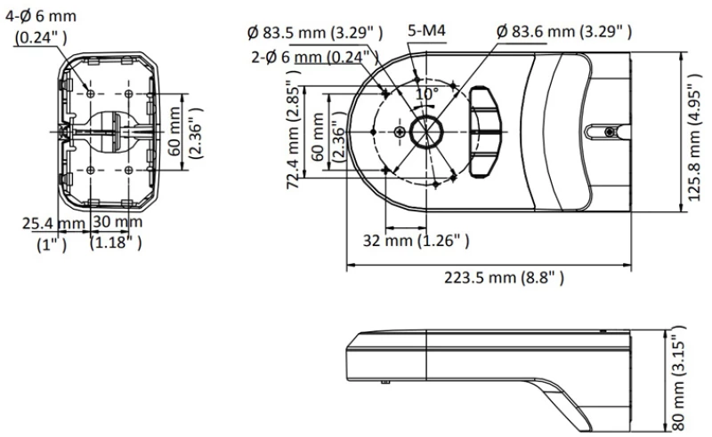 HIKVISION βάση κάμερας DS-1294ZJ-PT  μεταλλική/πλαστική  λευκή