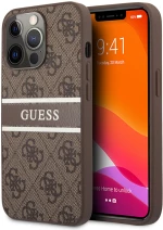 Guess "4G Logo Collection" Printed Stripe Θήκη προστασίας από δερματίνη – iPhone 13 Pro (Καφέ)