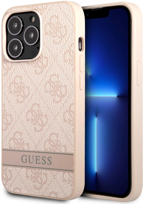 Guess "4G Logo Collection" Printed Stripe Θήκη προστασίας από δερματίνη – iPhone 13 Pro (Ροζ)
