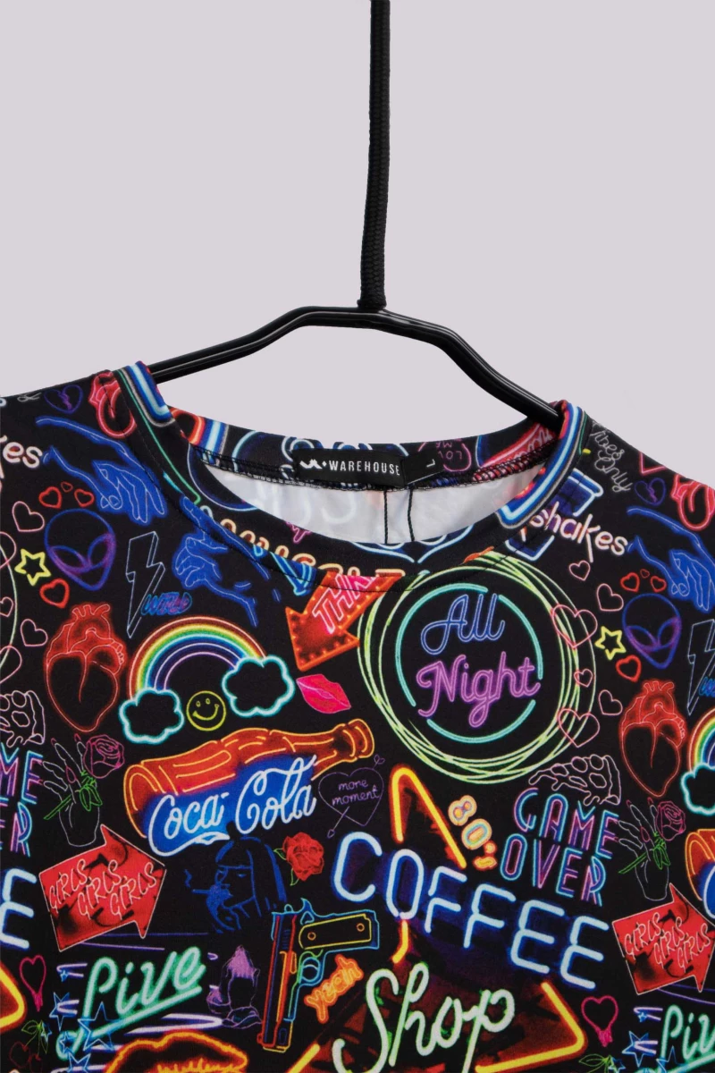 Neon lights printed shirt