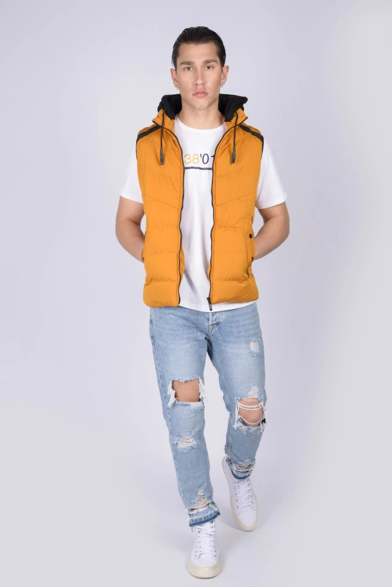 Puffer Vest με κουκούλα