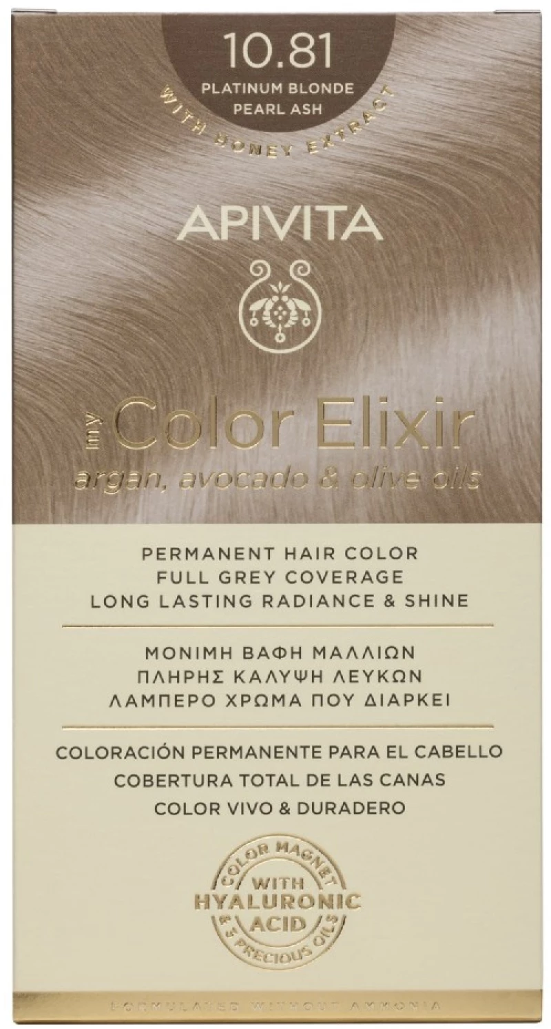 Apivita | My Color Elixir Μόνιμη Βαφή Μαλλιών No 10.81 Κατάξανθο Περλέ Σαντρέ | 50ml