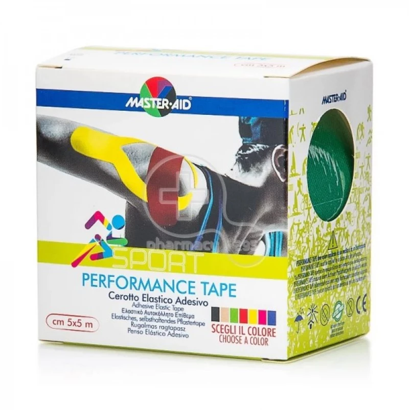 Master Aid | Kinesio Sport Performance Tape |Πράσινο Ελαστικό Αυτοκόλλητο Επίθεμα 5x5cm