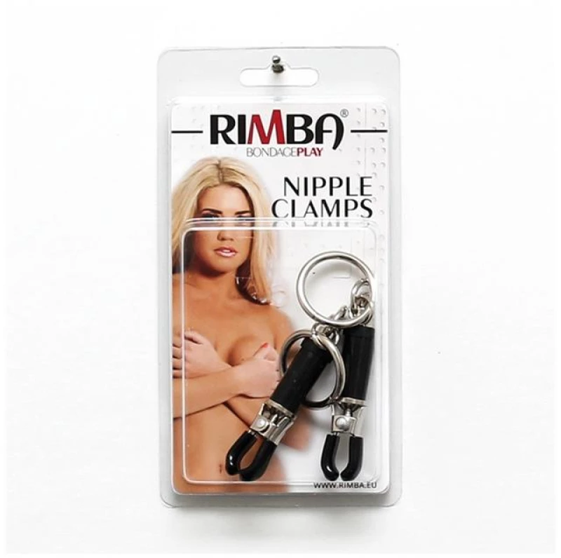 RIMBA BONDAGE PLAY HEAVY NIPPLE CLAMPS WITH RINGS ADJUSTABLE