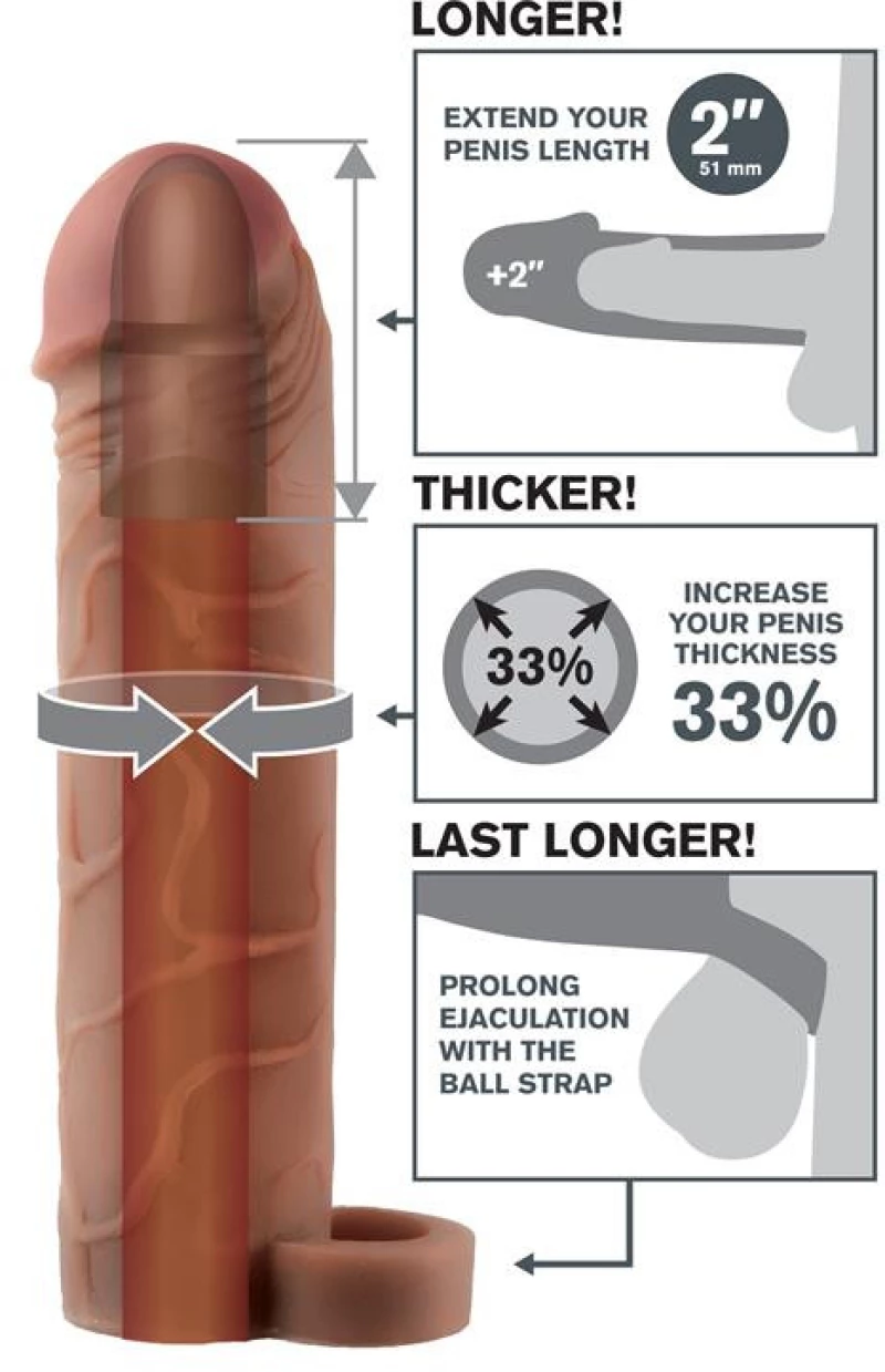 FANTASY X-TENSIONS PERFECT EXTENSION WITH BALL STRAP BROWN 19cm