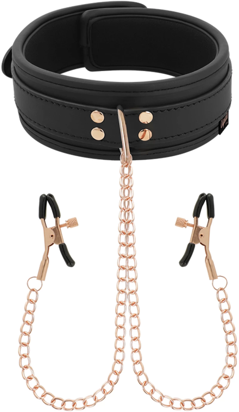 COQUETTE FANTASY COLLAR WITH NIPPLES CLAMPS BLACK