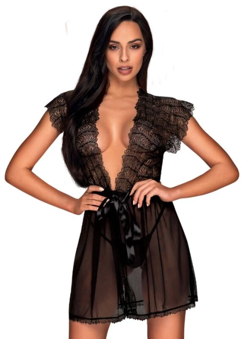 OBSESSIVE ROMANESA PEIGNOIR BLACK