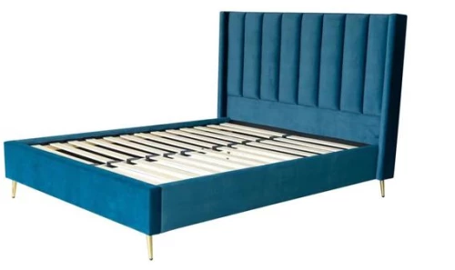 PASSION  Κρεβάτι Διπλό για Στρώμα 160x200cm, Ύφασμα Velure Απόχρωση Μπλε