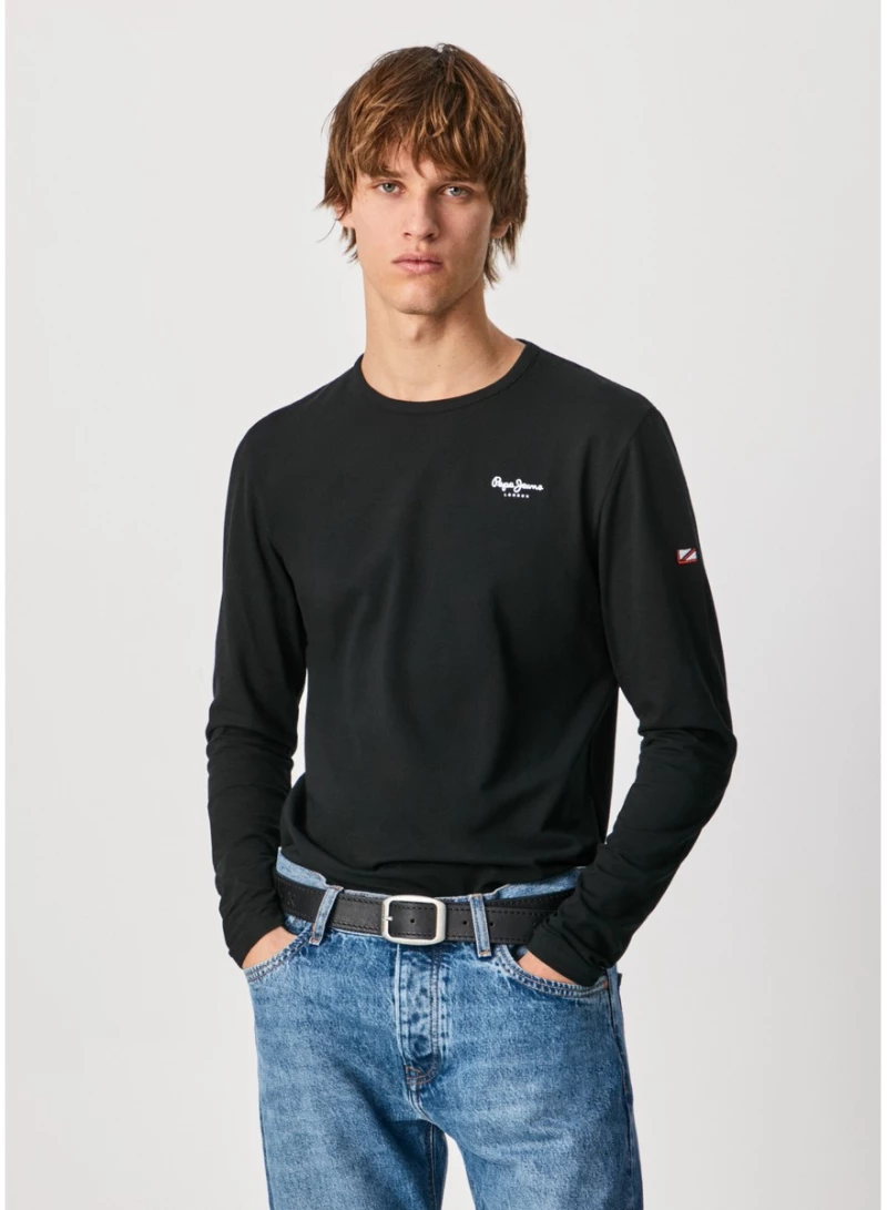 ΜΠΛΟΥΖΕΣ | ΖΑΚΕΤΕΣ Pepe Jeans NOS ORIGINAL BASIC 2 LONG N ΜΠΛΟΥΖΑ ΑΝΔΡΙΚΟ PEPE JEANS ΜΑΥΡΟ