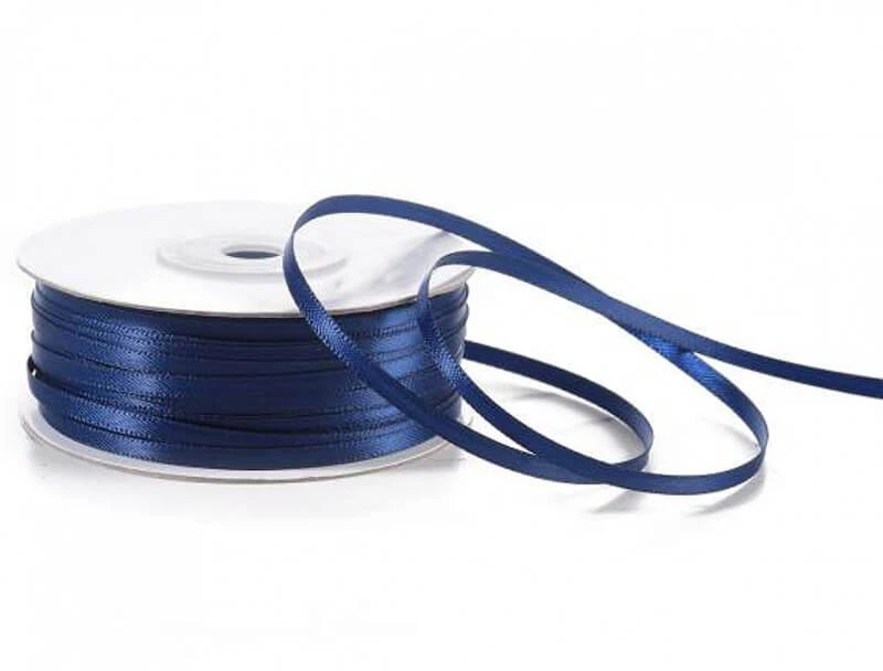 Κορδέλα Σατέν Διπλής Όψης με Ούγια Μπλέ Navy 3χιλ.x100μ.