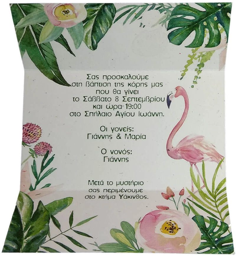 Προσκλητήριο Βάπτισης Φλαμίνγκο (flamingo)