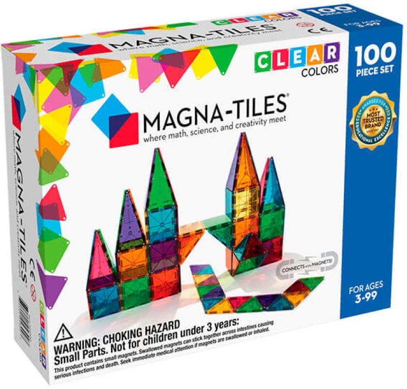 Magna-Tiles μαγνητικά Πλακίδια Clear Colors σετ 100τμχ
