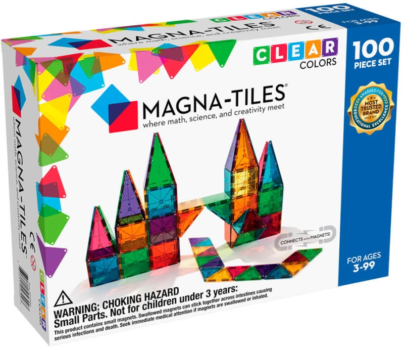 Magna-Tiles μαγνητικά Πλακίδια Clear Colors σετ 100τμχ