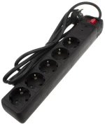 POWERTECH πολύπριζο ασφαλείας PT-883, 5x schuko, 16A, 3m, μαύρο