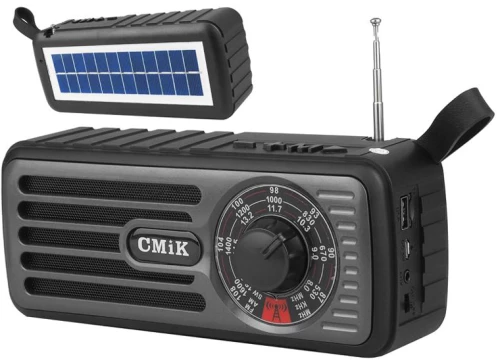 CMIK φορητό ραδιόφωνο & ηχείο MK-101  ηλιακό  BT/USB/TF/AUX  μαύρο