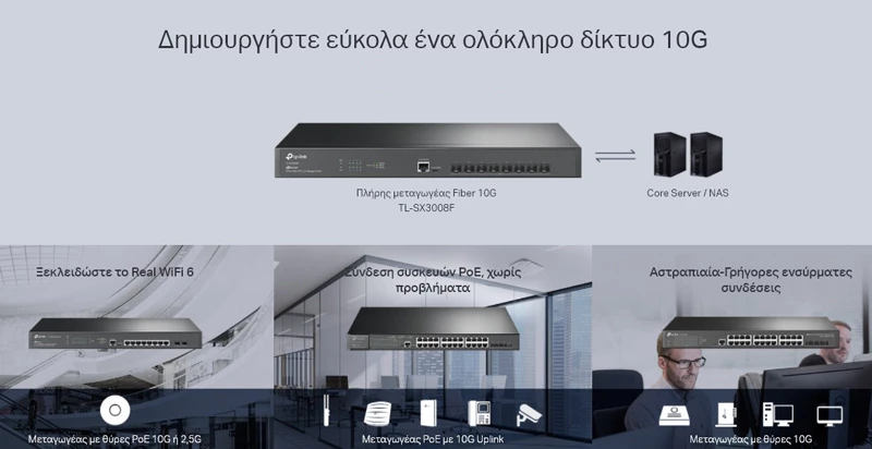 TP-LINK L2+ managed switch TL-SX3008F, 8-Ports 10Gbps SFP+, Ver. 1.0
