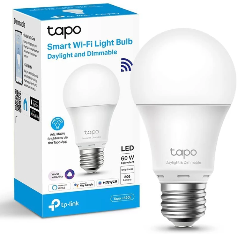 TP-LINK Smart λάμπα LED TAPO-L520E, WiFi, 8W, 806lm, E27, Ver. 1.0