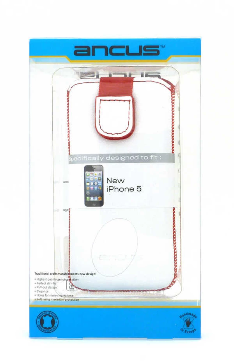 Θήκη Protect Ancus για Apple iPhone SE/5/5S/5C Old Leather Λευκή με Κόκκινη Ραφή