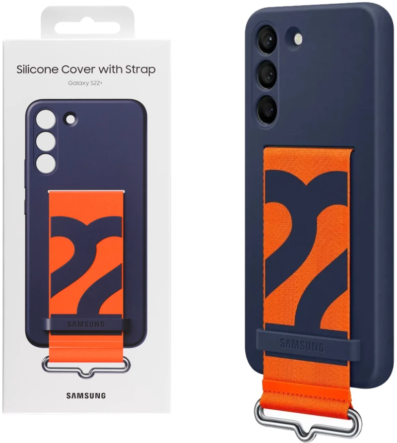 ΘΗΚΗ SAMSUNG S22 PLUS 5G S906 SILICONE COVER WITH STRAP EF-GS906TNEGWW NAVY PACKING OR