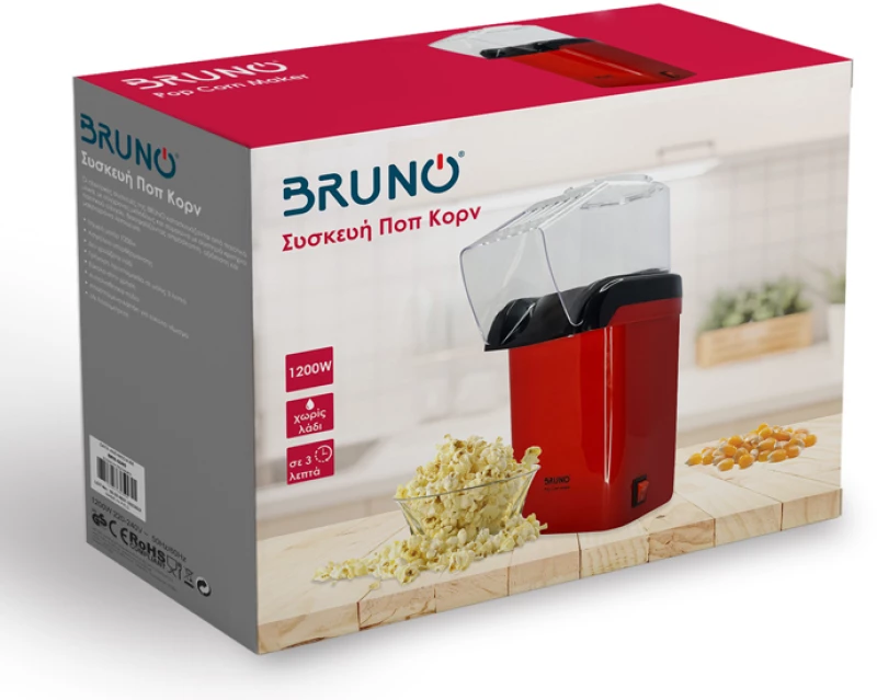 BRUNO συσκευή παρασκευής ποπ-κορν BRN-0085, 1200W, κόκκινη
