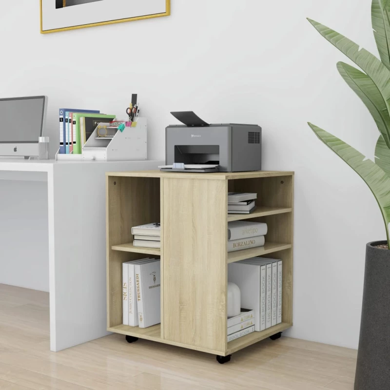 vidaXL Ντουλάπι Τροχήλατο Sonoma Δρυς 60x53x72 εκ. Μοριοσανίδα N/A Καφέ