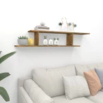 vidaXL Ράφι Τηλεόρασης Επιτοίχιο Καπν. Δρυς 125x18x23 εκ Επεξεργ. Ξύλο N/A Καφέ