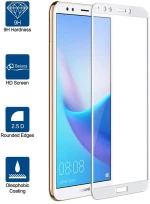 Huawei Y7 2018/Honor 7C - Screen Protector [Full Screen Coverage] Design Premium Surface Hardness Crystal Clear Full Coverage - White