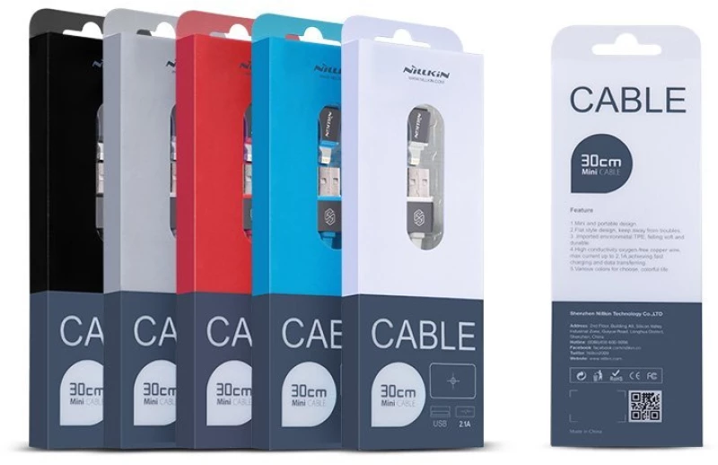 NILLKIN Καλώδιο Φόρτισης Συγχρονισμού MICROUSB για ANDROID SMARTPHONES 30CM - ΛΕΥΚΟ