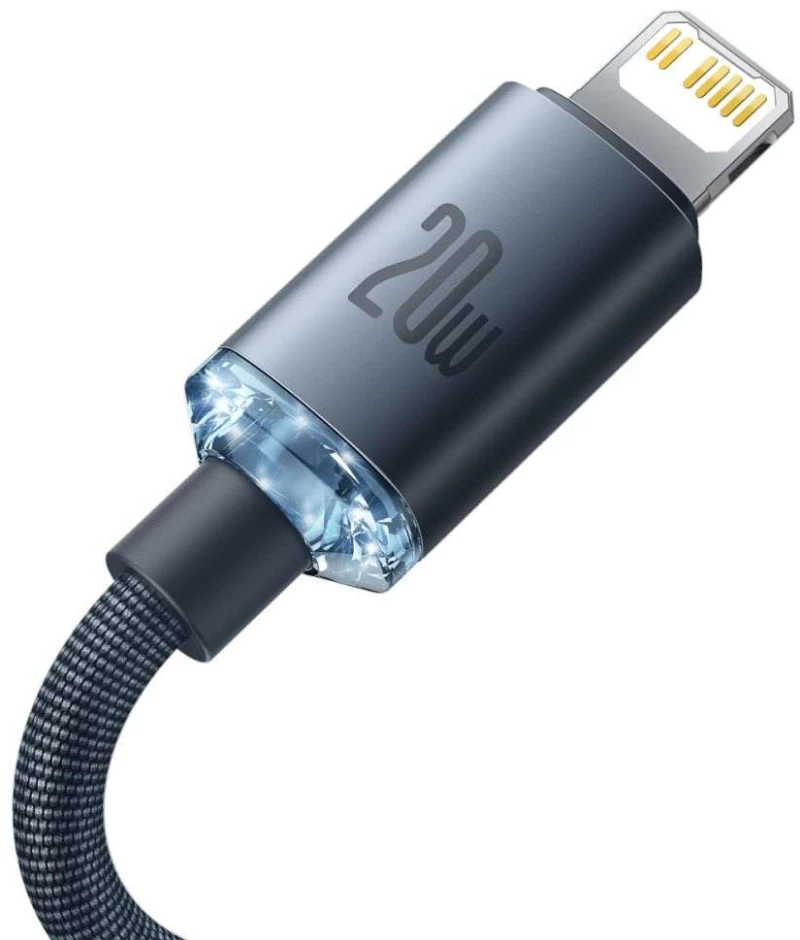 BASEUS CRYSTAL SHINE PD20W Καλώδιο Φόρτισης Συγχρονισμού TYPE-C σε LIGHTNING 2.0M - ΜΑΥΡΟ