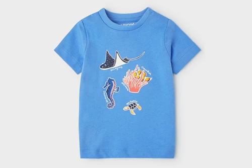 Mayoral Μπλούζα κοντομάνικη PLAY WITH ECOFRIENDS baby αγόρι 22-01009-051 Γαλάζιο