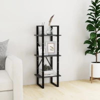 vidaXL Βιβλιοθήκη με 3 Ράφια Γκρι 40x30x105 εκ. από Μασίφ Ξύλο Πεύκου 40 x 30 x 105 cm Γκρι