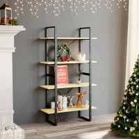 vidaXL Βιβλιοθήκη με 4 Ράφια 80 x 30 x 140 εκ. από Μασίφ Ξύλο Πεύκου 80 x 30 x 140 cm Καφέ