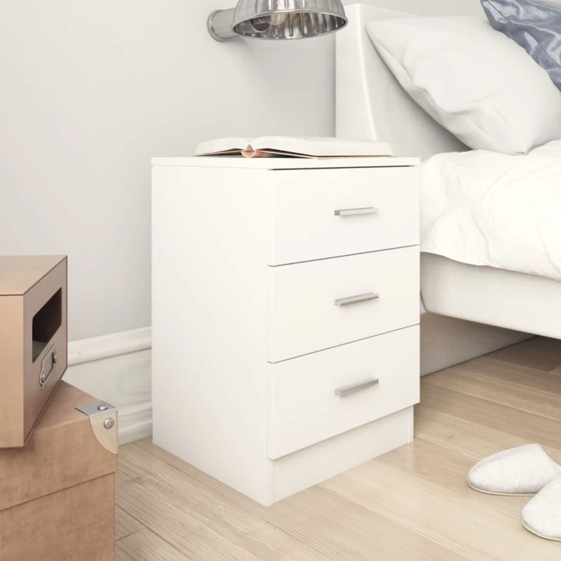 vidaXL Κομοδίνο Λευκό 38 x 35 x 56 εκ. από Μοριοσανίδα N/A Λευκό
