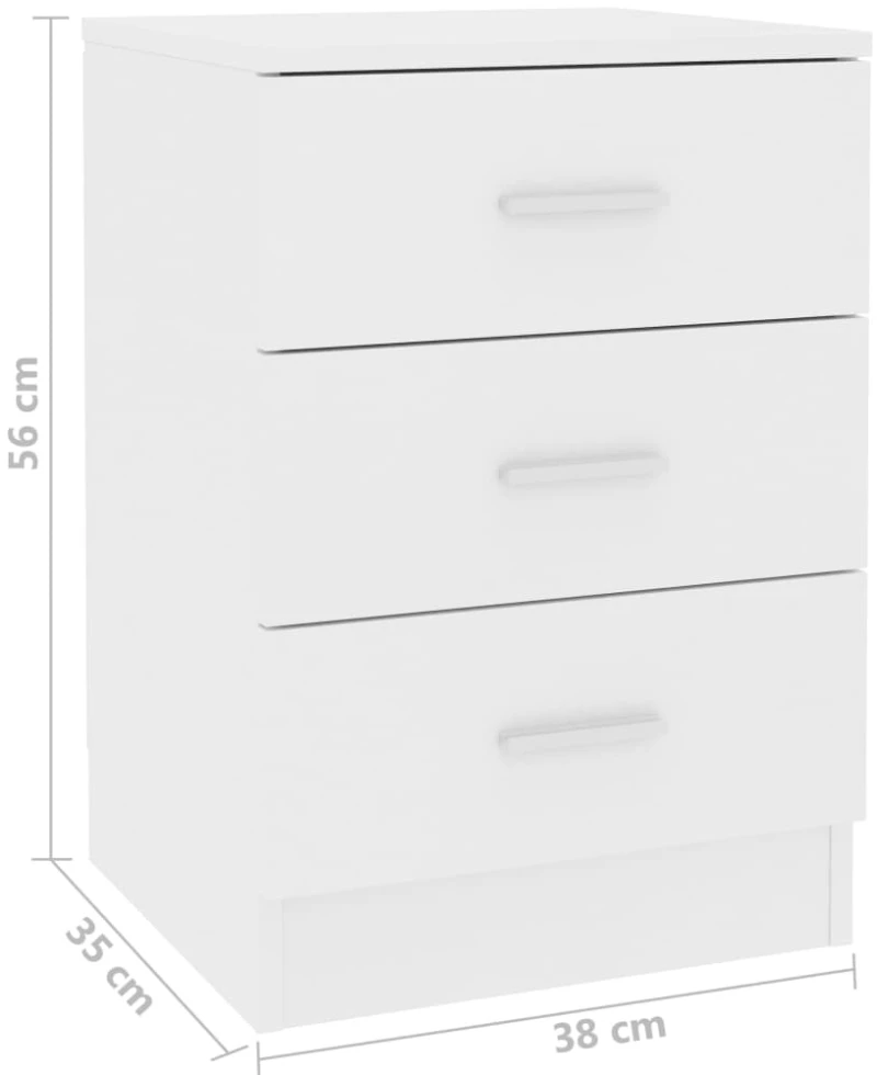 vidaXL Κομοδίνο Λευκό 38 x 35 x 56 εκ. από Μοριοσανίδα N/A Λευκό