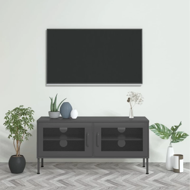 vidaXL Έπιπλο Τηλεόρασης Ανθρακί 105x35x50 εκ. από Ατσάλι N/A Ανθρακί