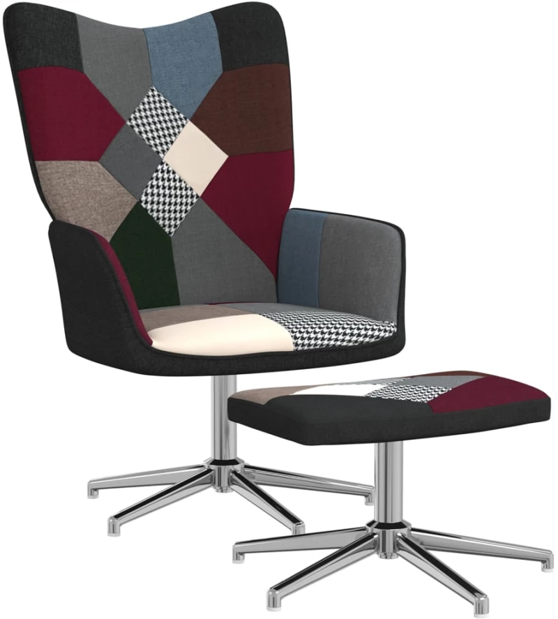 vidaXL Πολυθρόνα Relax Σχέδιο Patchwork Υφασμάτινη με Σκαμπό  Πολύχρωμο