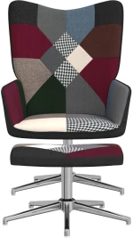 vidaXL Πολυθρόνα Relax Σχέδιο Patchwork Υφασμάτινη με Σκαμπό  Πολύχρωμο