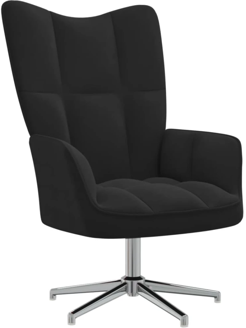 vidaXL Πολυθρόνα Relax Μαύρη Βελούδινη με Σκαμπό  Μαύρο