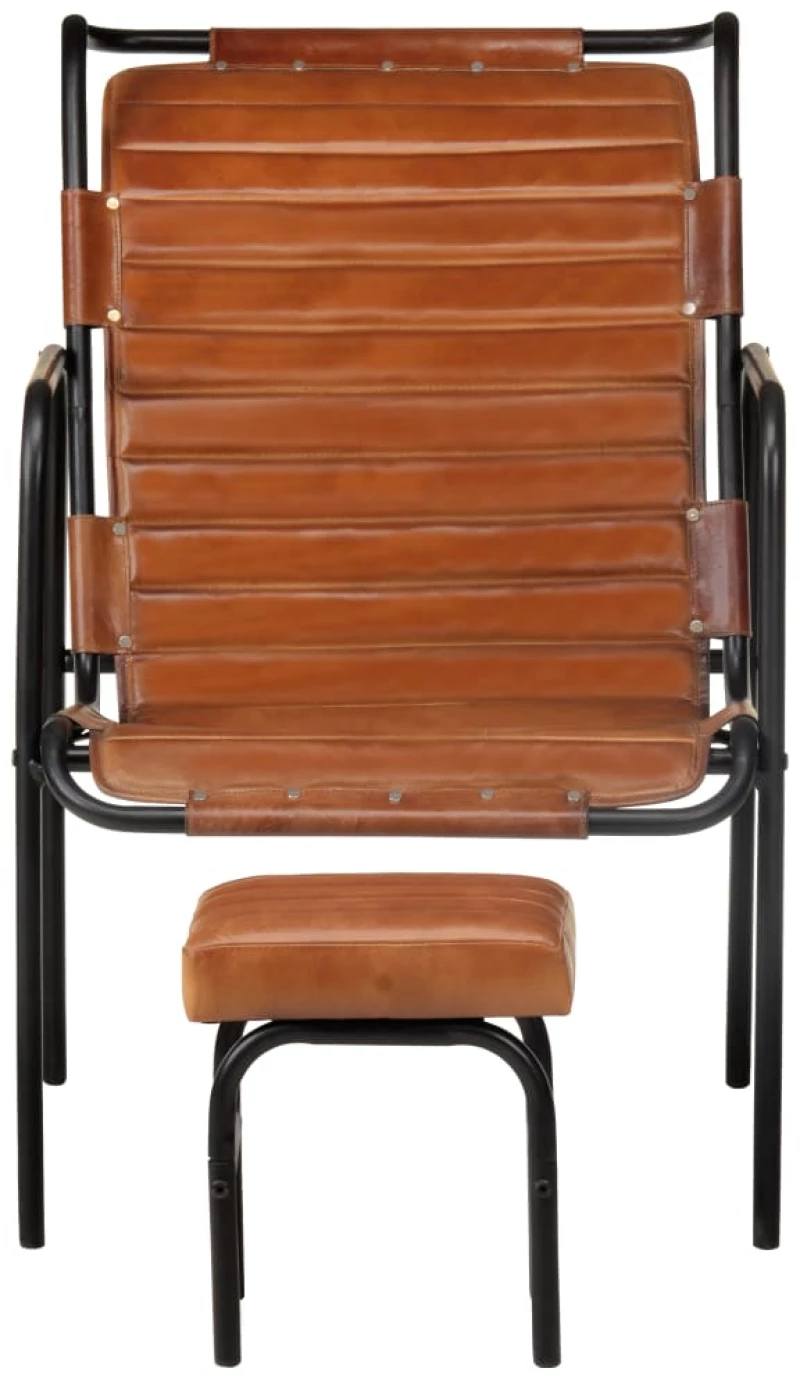 vidaXL Πολυθρόνα Relax Καφέ από Γνήσιο Δέρμα Με Υποπόδιο  Καφέ
