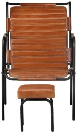 vidaXL Πολυθρόνα Relax Καφέ από Γνήσιο Δέρμα Με Υποπόδιο  Καφέ