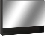vidaXL Καθρέφτης Μπάνιου με Ντουλάπι / LED Μαύρο 80 x 15 x 60 εκ. MDF N/A Μαύρο